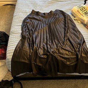faux Leather MIDI Skirt with Accordion pleats